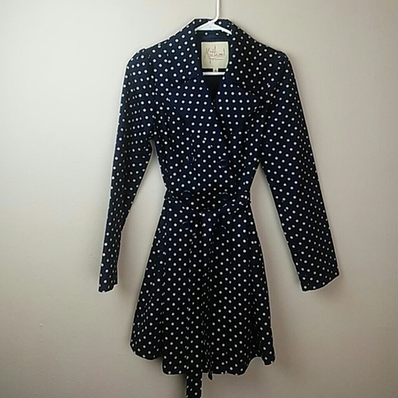 Modcloth Jackets & Blazers - Modcloth | Navy White polka dot pea coat size S